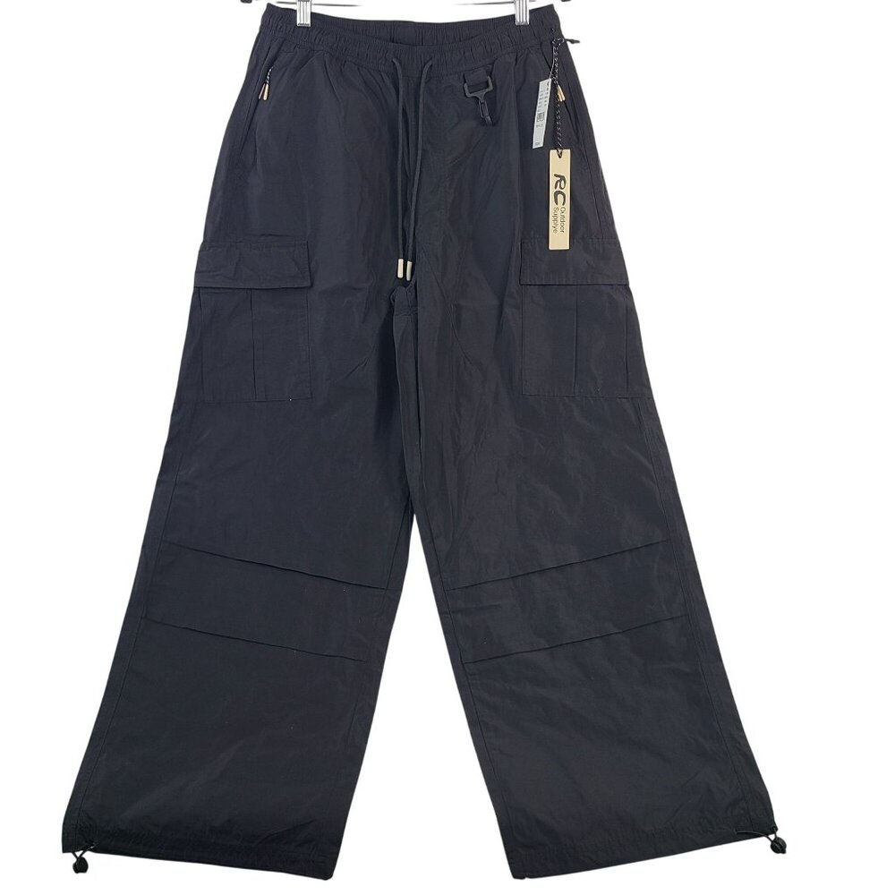 NWT RC Outdoor Supply Mens Black Cargo Pants 30W X 32L Drawstring Adjustable Hem